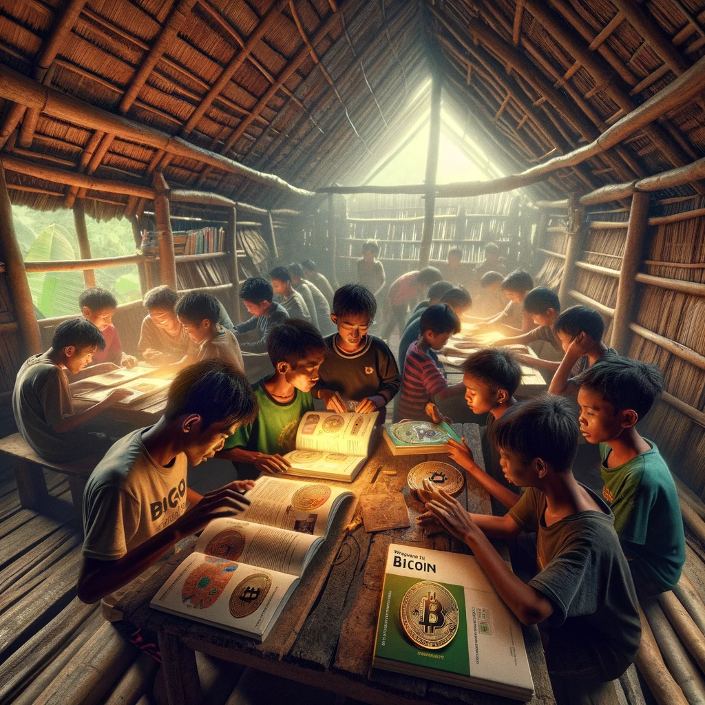 Indonesian-students-reading-The-Bitcoin-Standard-at-school