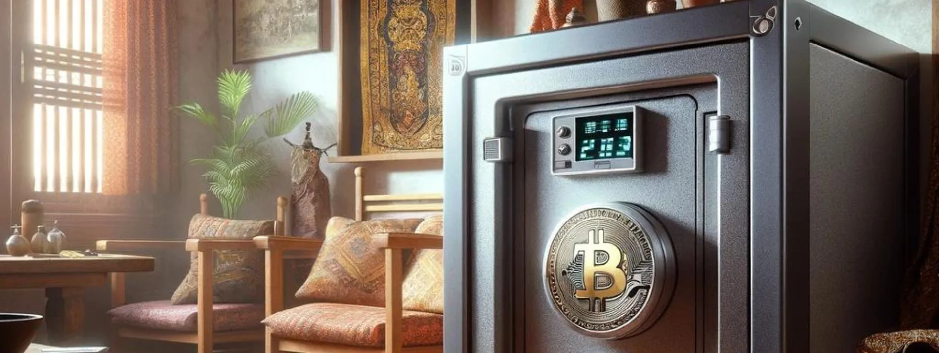 Illustration of storing Bitcoin safely