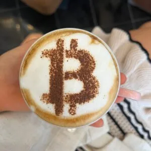 Stensil Kopi Bitcoin, Stensil Kue - Plastik, ukuran 6 cm — foto 2