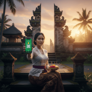 Woman uses BTC in Bali
